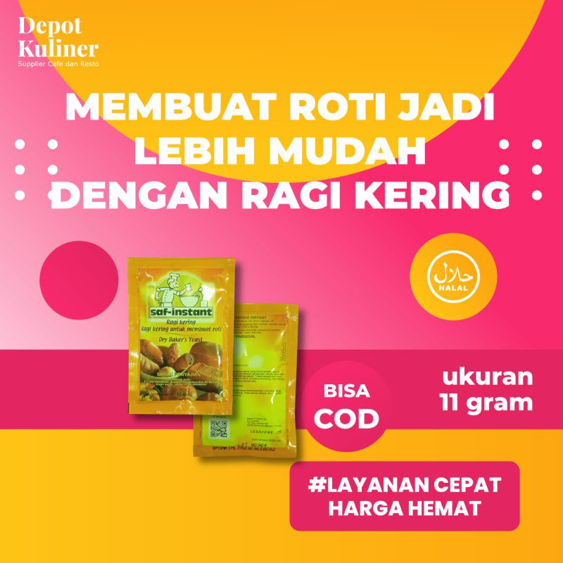 Ragi kering Saf-instant dry baker's yeast 4 x 11g / Pembuat Roti