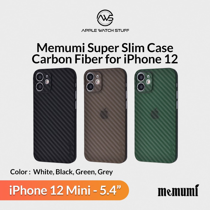 Memumi Super Slim Case Carbon Fiber Back Cover for iPhone 12 Mini 5.4&quot;