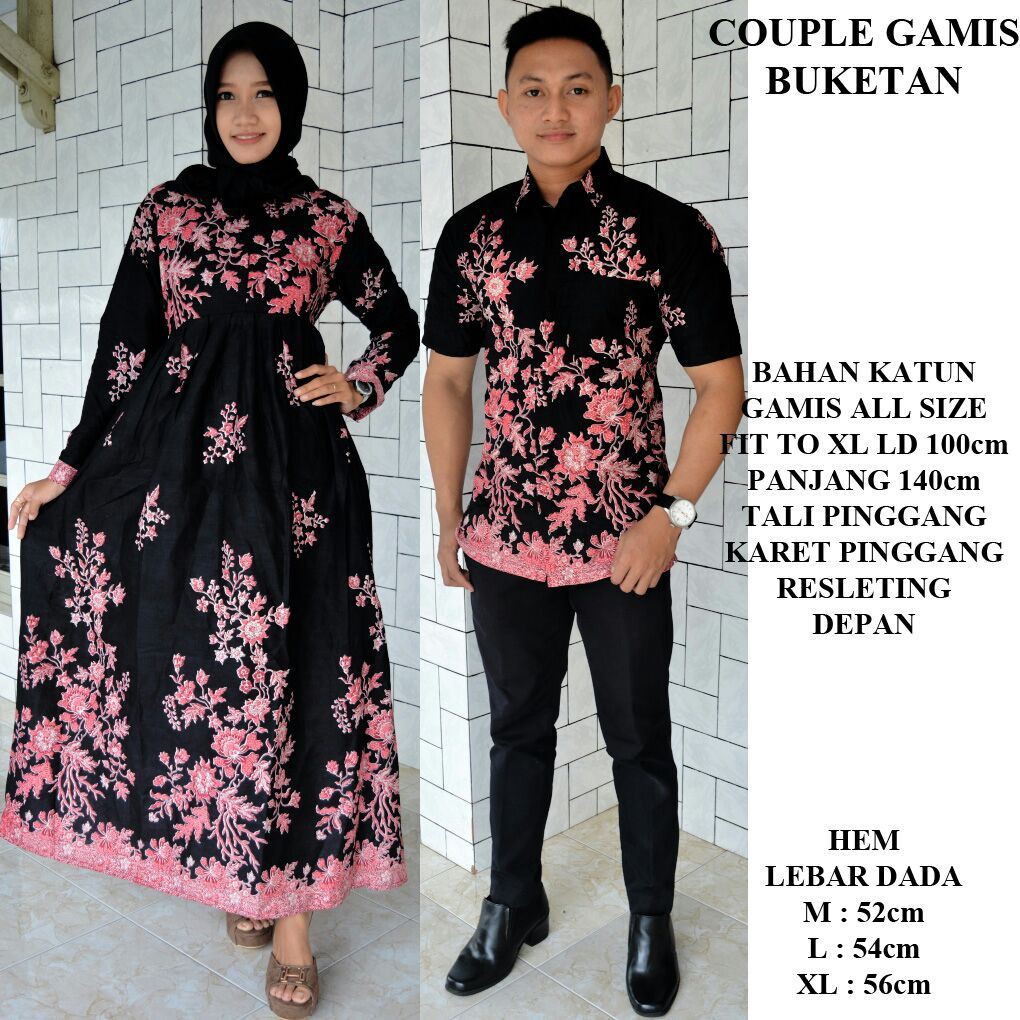 25 Inspirasi Keren  Baju  Gamis  Batik Couple Suami Istri 