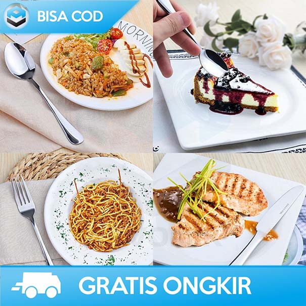 SET PERLENGKAPAN DAPUR BY TAFFHOME SENDOK PISAU GARPU 24 PCS STAINLESS