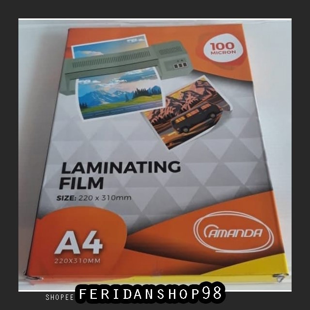 

FS102 KERTAS PRINT & FOTOCOPY AMANDA PLASTIK LAMINATING ATK A4 - 100 MICRON BY FERIDANSHOP98