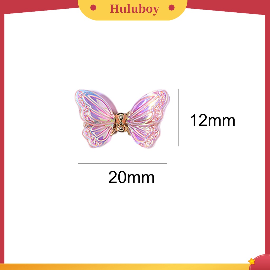 Huluboy Huluboy♡ 5pcs / Kantong Sequin Glitter Kupu-Kupu 3D Bahan Resin Untuk Nail Art