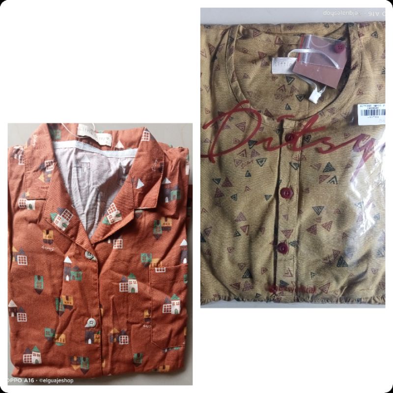 Little mavis greenish little house brown pajamas ditsy