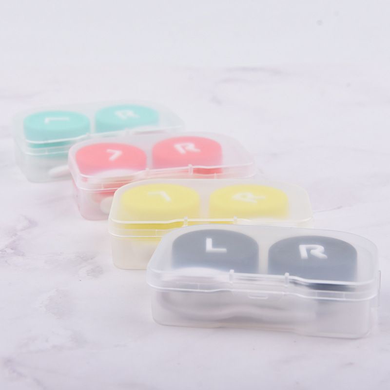 Tempat softlens mini transparan warna warni tulisan putih