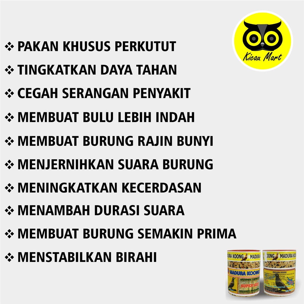 PAKAN BURUNG PERKUTUT HARIAN MADURA KOONG KONG RACIKAN MADURA ASLI MAKANAN PERKUTUT BANGKOK BIJI MILET GODEM MADU JAMU PAKAN PERKUTUT DERKUKU TEKUKUR DARA KNGPK