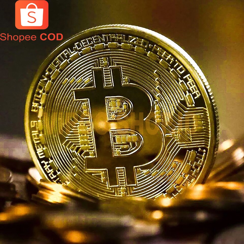 Coin BTC Souvenir Bitkoin Fisik Gold Plated / Coin Koin Fisik BTC Bitcoin Gold Plated Pajangan Koleksi Souvenir Gift Ethereum LiteCoin / Souvenir / Gold / BTC