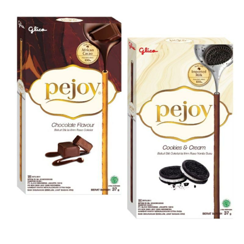 Glico Pejoy biskuit stik isi krim cokelat dan vanilla susu