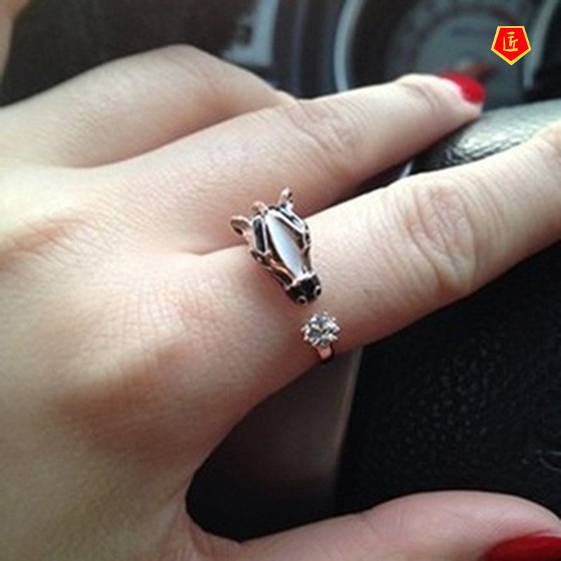 [Ready Stock]Creative Horse Head Diamond Animal Shape Ring