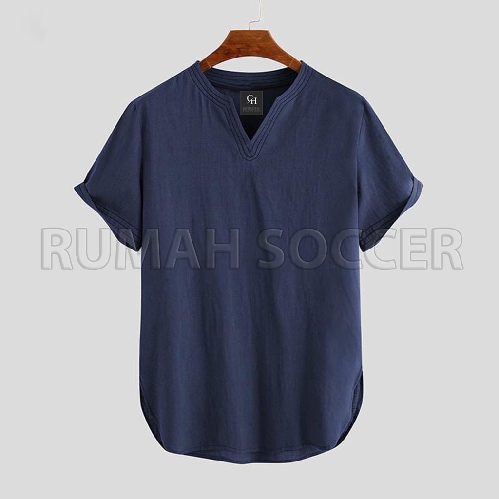 Baju Koko Muslim Pria Lengan Pendek ZHAFAR Casual Polos Tersedia Ukuran S M L XL XXL