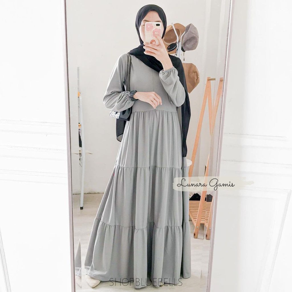 Lunara Maxy / Gamis Muslim Dropknit Susun Grosir Seragam Pengajian