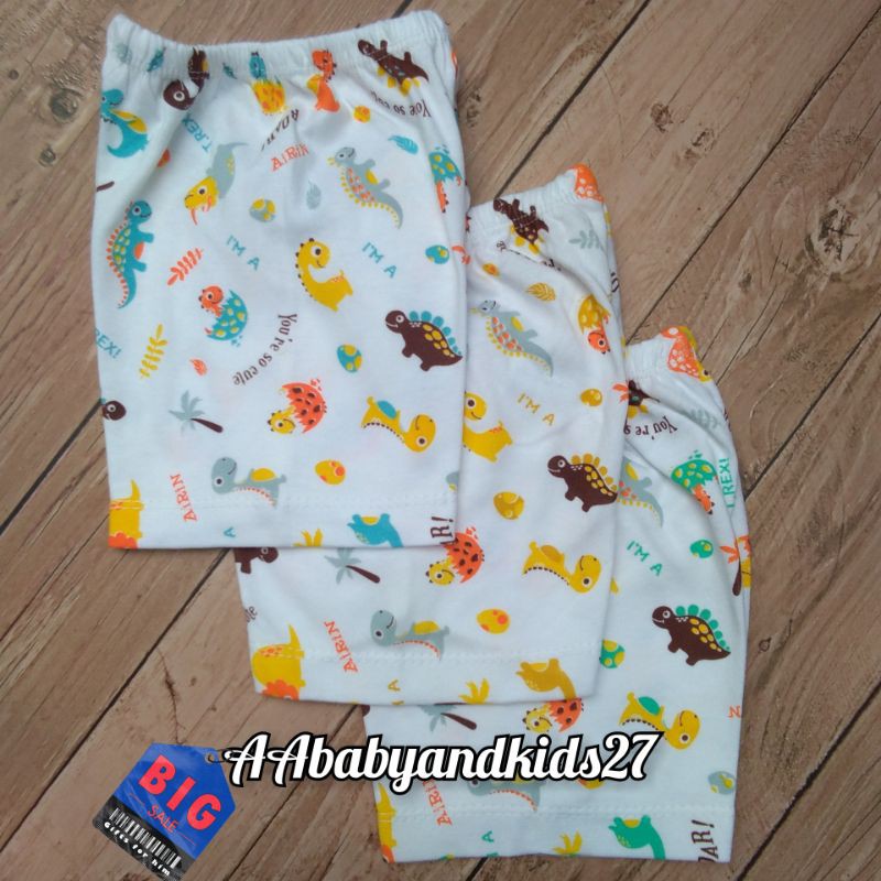 AIRIN 3PC Celana Pendek Bayi Model Segi Full Print Usia Newborn 0-6Bulan Lembut dan SNI