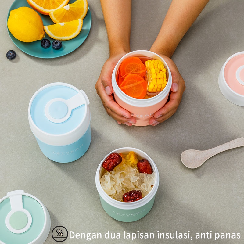 Letyeah &amp; Kaizenliving 1600ml kotak makan set / lunch box dan mangkuk sup tempat makan set tas / BPA free