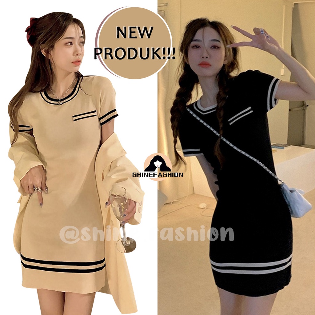 Dress New Dress wanita Korea Casual Rajut Simple Modis Mini Korean Style Sexy Knit Short Sleeve Body