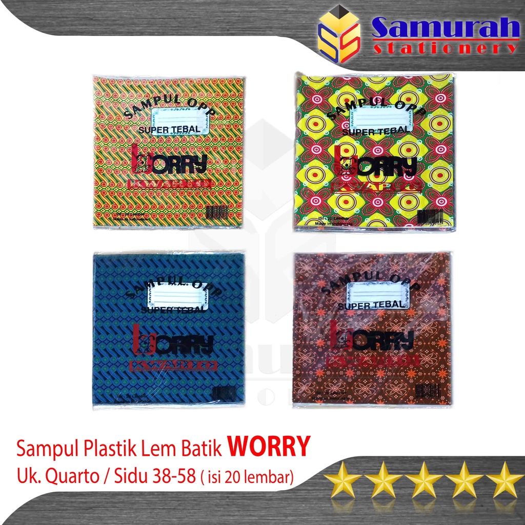 

Sampul Plastik OPP Lem Ukuran Quarto ( Untuk Buku Tulis Kuarto Sidu 38 / 58 ) Motif Batik Per pak isi 12 Lembar
