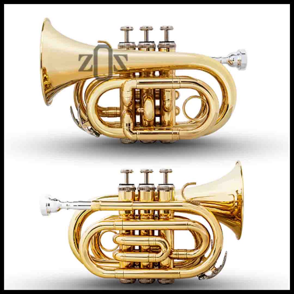 Terompet Terumpet Trumpet Tone Bb Flat Key Pocket Brass Marching Band