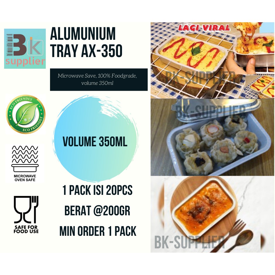 Alumunium Foil Tray AX350 1pcs / Aluminium AX-350 + tutup / Aluminium Tray 350 ml