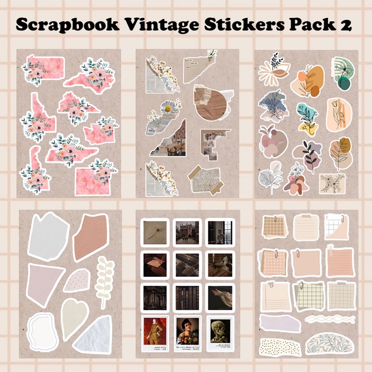 

[PART 2] Scrapbook Jurnal Vintage Stickers stiker scrapbook jurnal vintage aesthetic stickerstiker murah/stiker lucu