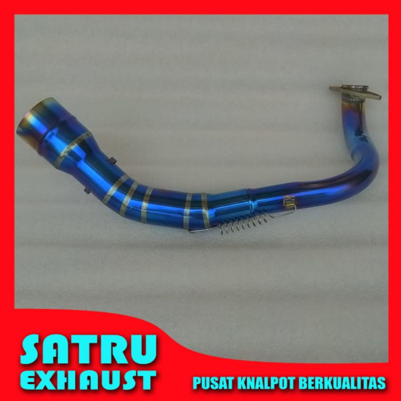 Pipa leheran knalpot bluemoon Vario 125 150 full stainless model samping