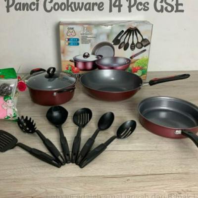 [COD] PANCI WAJAN SET GSE COOKING SET 14 - PANCI SERBAGUNA LENGKAP DENGAN SPATULA