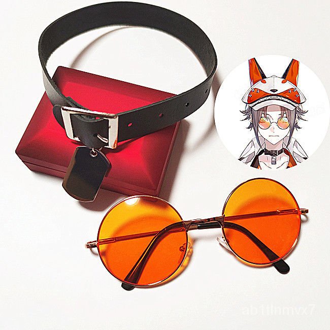 VTuber Hololive Luxiem Mysta Rias Choker Cosplay Sunglasses Fox Cosplay Collar Necklace Yellow Glass