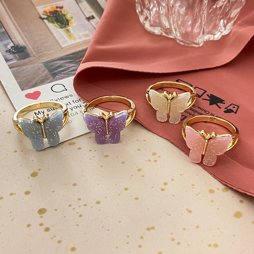 4 Pcs/set Shining Butterfly Rings Set Simple Design Gold Ring for Women Jewelry Accessories