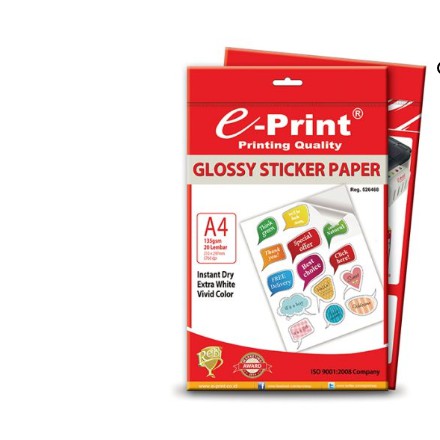 

Glossy Sticker Paper E-Print EP A4 135gr Kertas Glossy Kertas Stiker