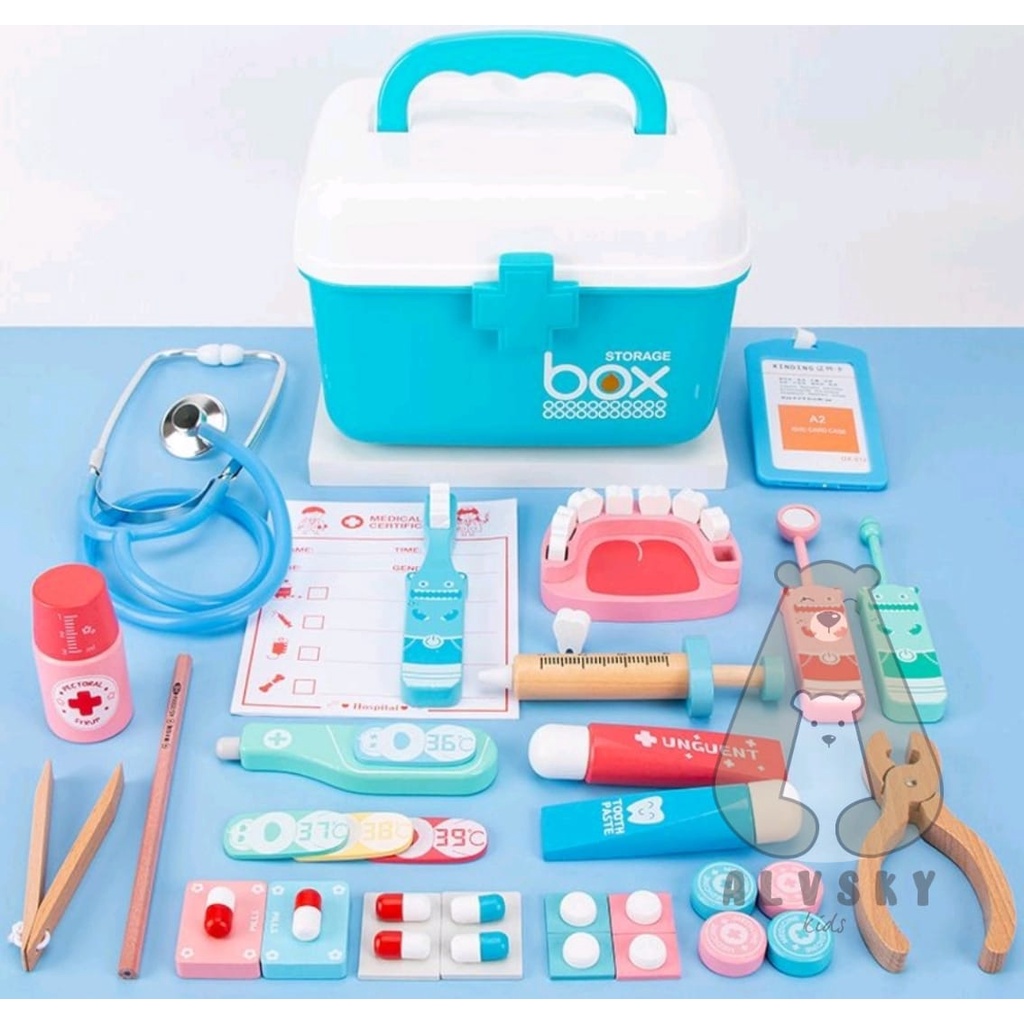 MAINAN DOKTER DOKTERAN SET LENGKAP / WOODEN DENTIST TOY BOX