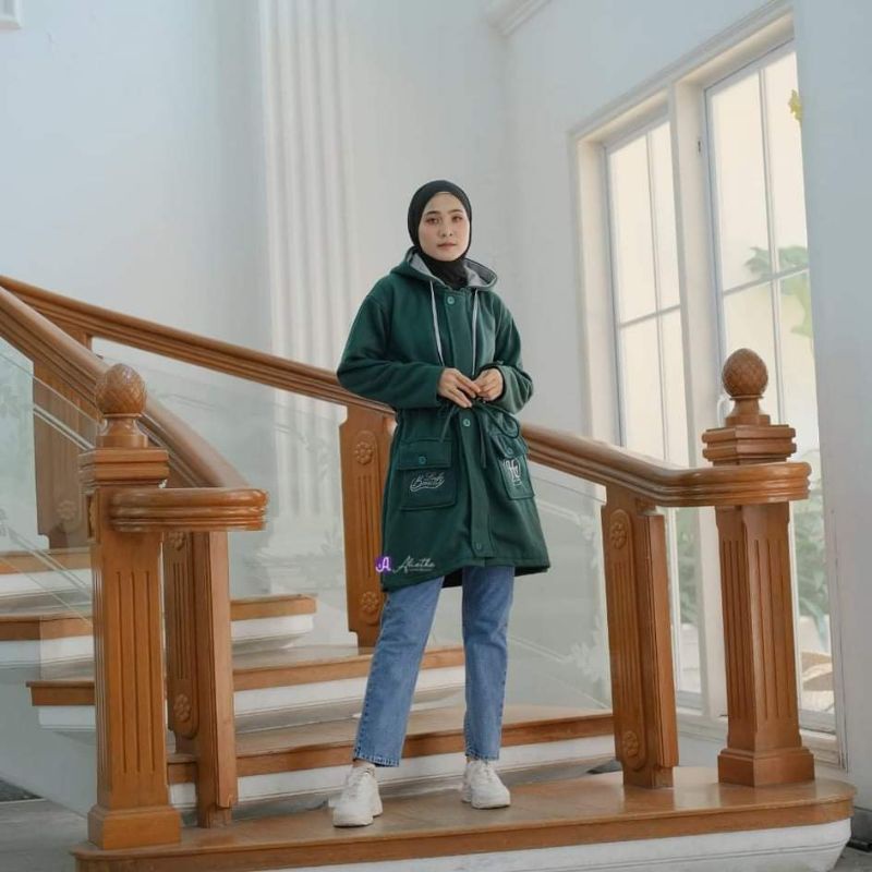 OUTER HIJAB MUSLIMAH TERBARU ORI ALIETHA JAKET HODIE WANITA MODERN MASAKINI-Bottle