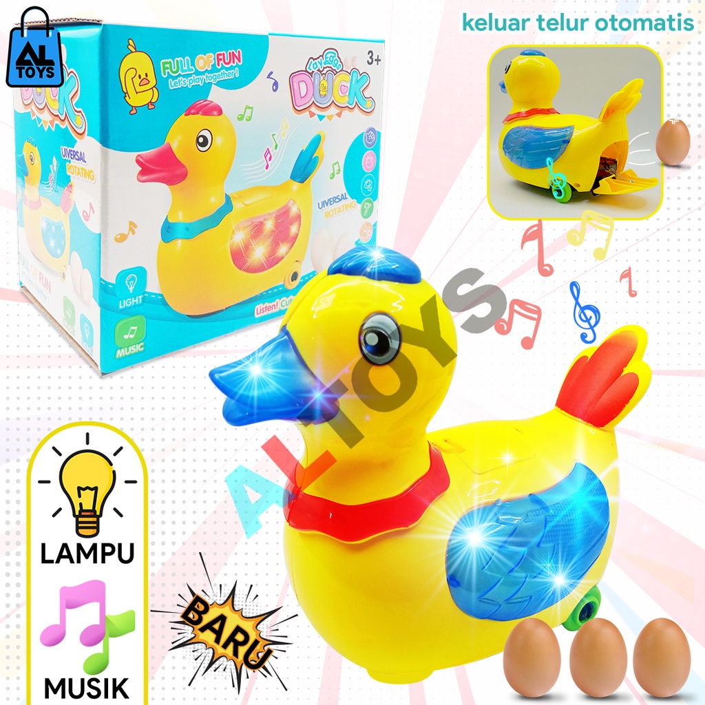 MAINAN AYAM / BEBEK BERTELUR OTOMATIS BERNYANYI ADA LAMPU SUARA DAN MUSIK