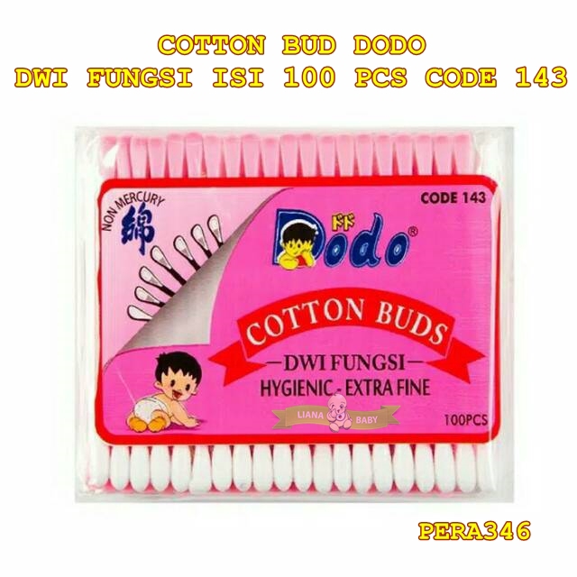 PERA346 PEMBERSIH TELINGA DODO COTTON BUD DWI FUNGSI ISI 100 PCS CODE 143