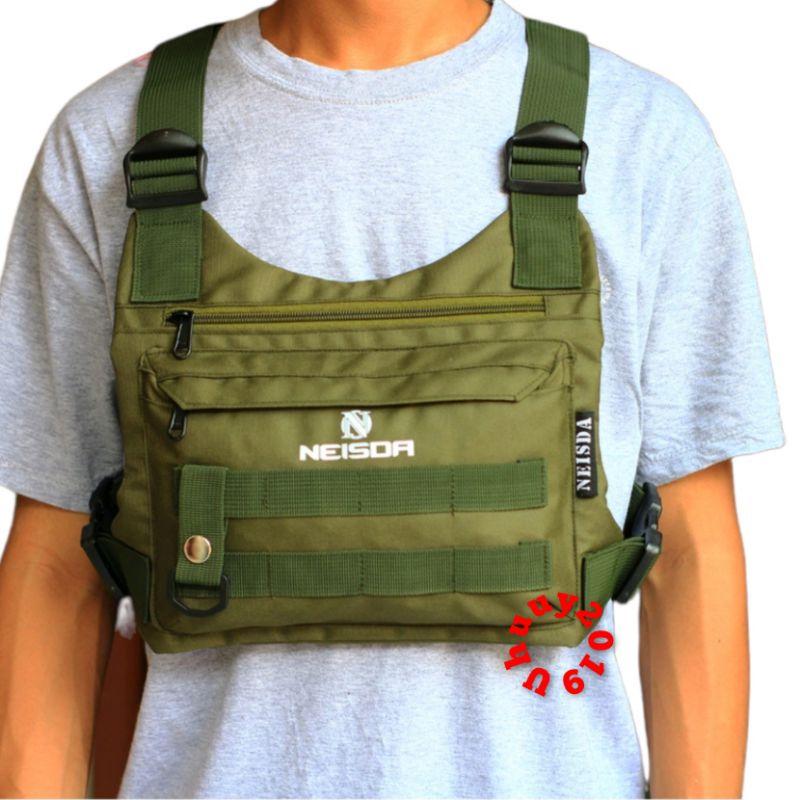 Chest bag  tas dada pria tactical neisda green jammut premium