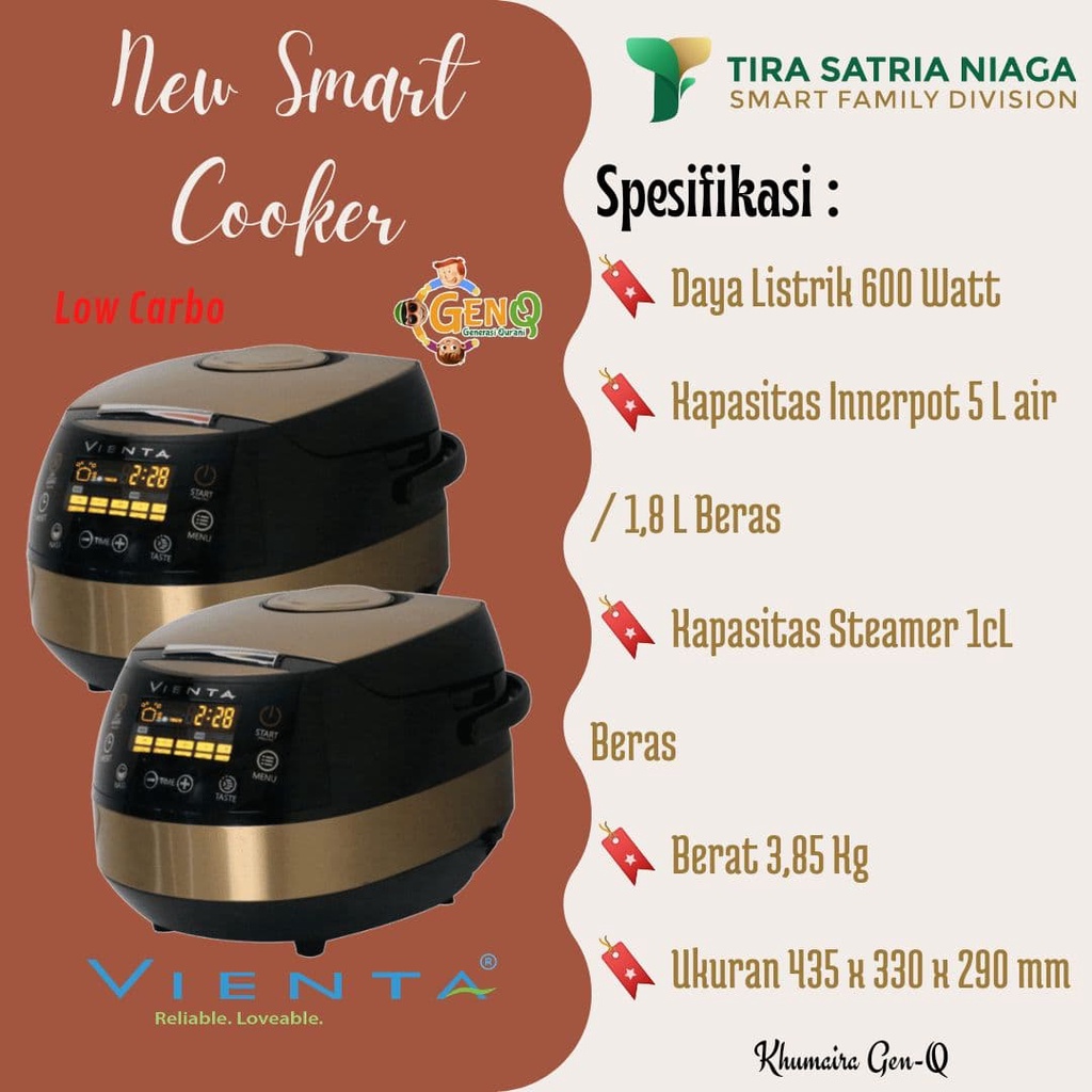 New Smart cooker Low Carbo vienta Rice cooker multi function 5.0