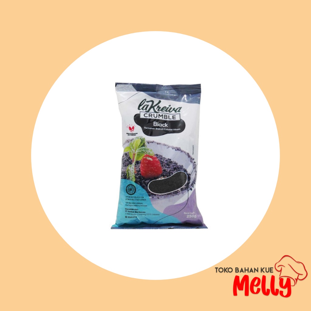 

La Kreiva Crumble Black Remahan Biskuit Hitam Kemasan 250gr crumb
