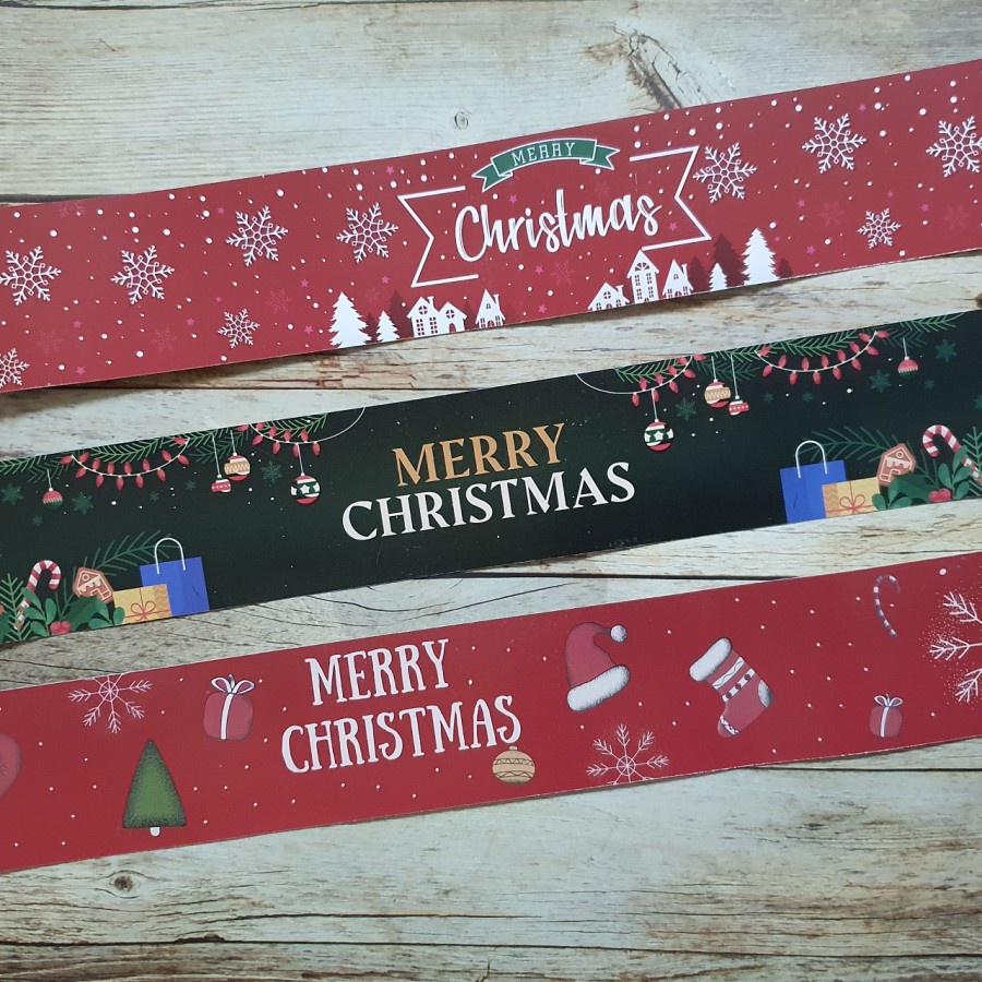 

Paper Belt Sleeve Hiasan Toples Natal Sabuk Label Dekorasi Parcel Christmas Pita Kado Hampers Natal