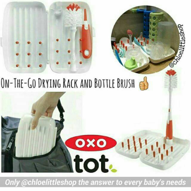 OXO Tot On-the-Go Travel Drying Rack with Bottle Brush / Pengiring Botol Oxotot