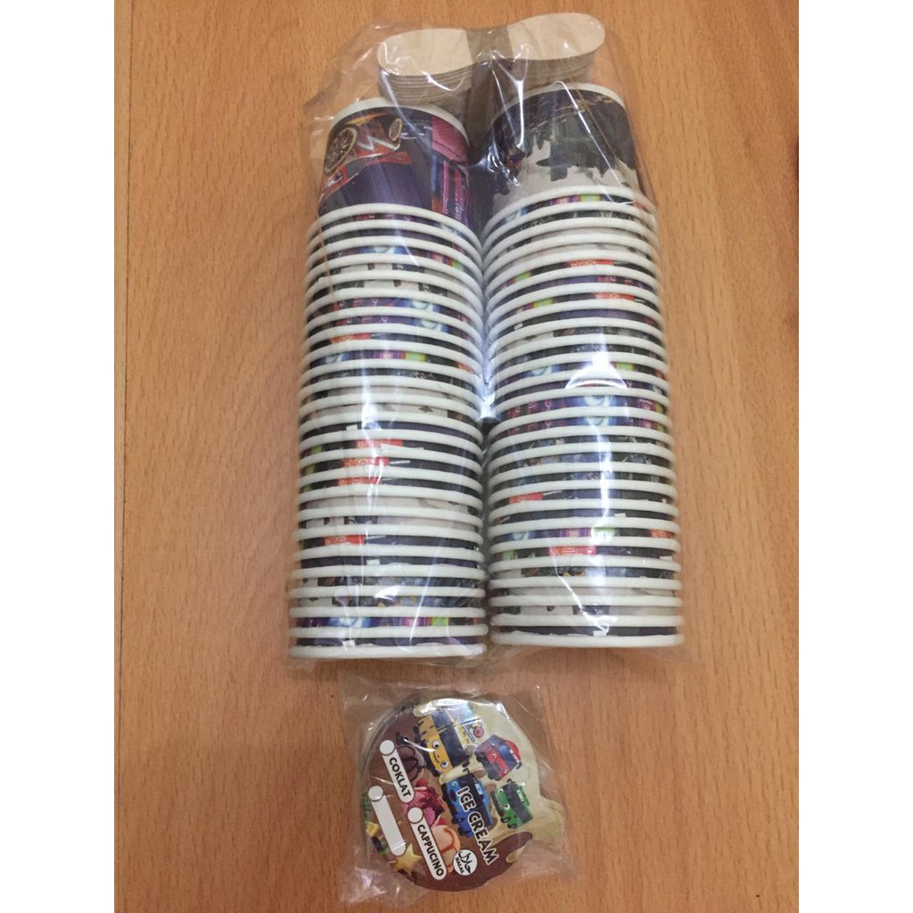 Paper Cup 50ml / Paper Cup Ice Cream / cup es krim 50ml lengkap