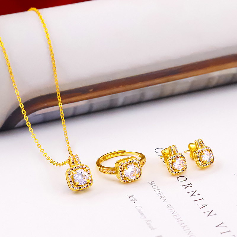 Set Kalung + Cincin + Anting Tusuk + Kalung Dengan Liontin Bentuk Botol Parfum Untuk Wanita