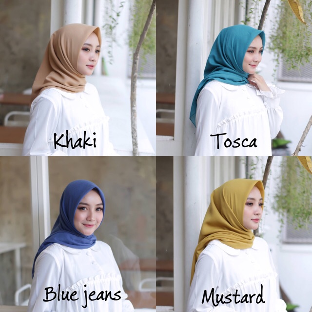 Merina Hijab Jilbab  Pasmina Instan Ceruti Warna  Biru Muda  