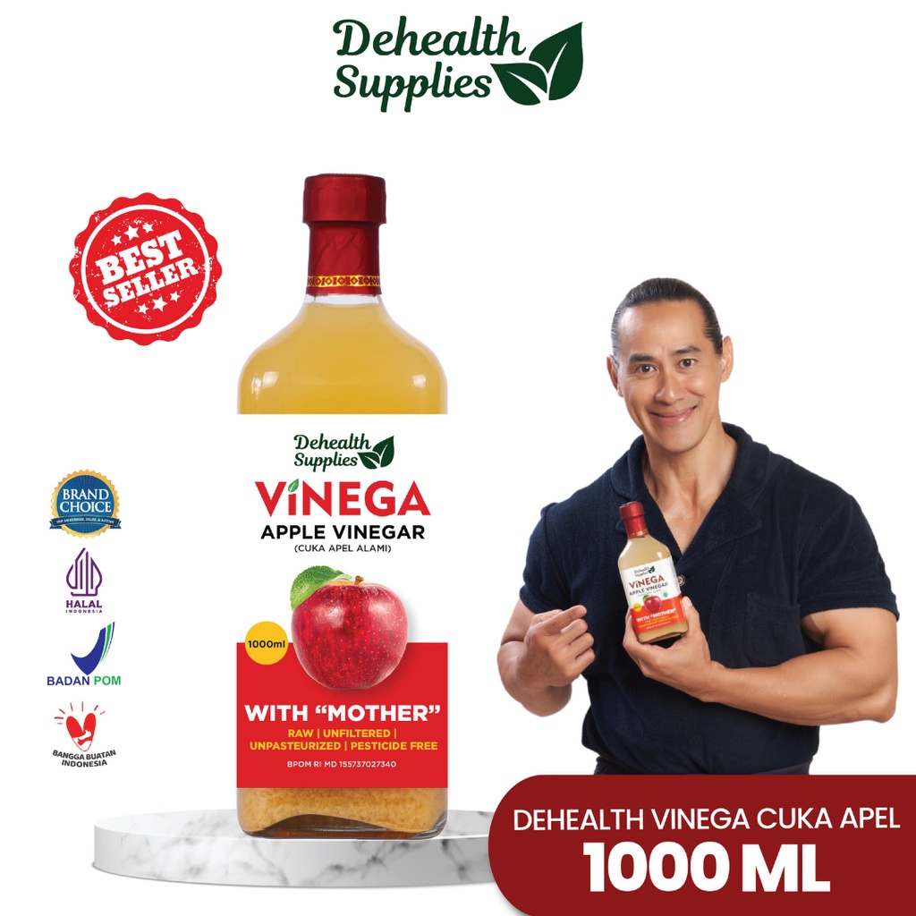 Dehealth Supplies VINEGA Apple Cider Vinegar (Cuka Apel Alami) 1000 ML