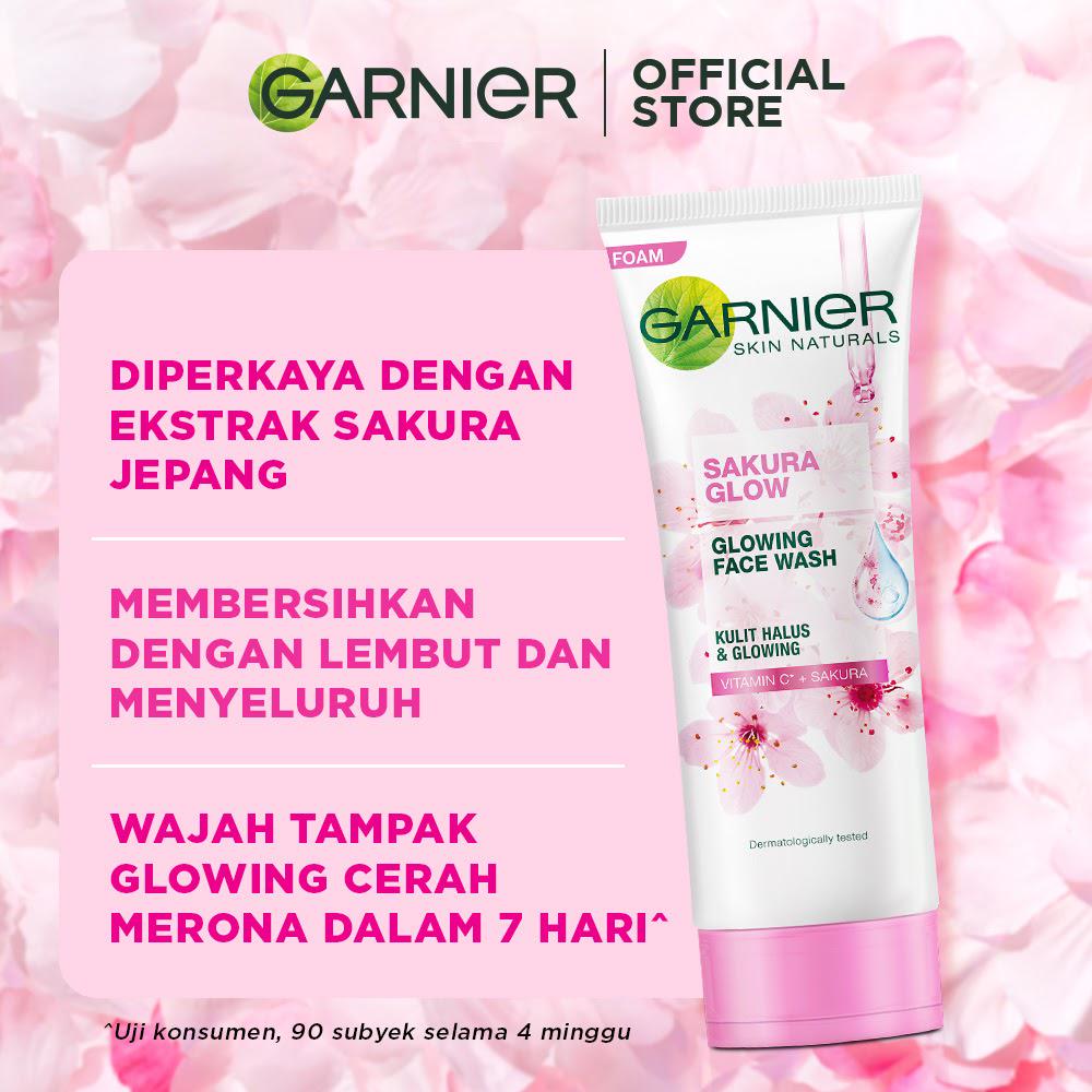 Garnier Sakura Glow Booster Serum 15ml + Facial Foam -100ml 2pcs(Kulit Glowing Merona)(Sakura White)-7