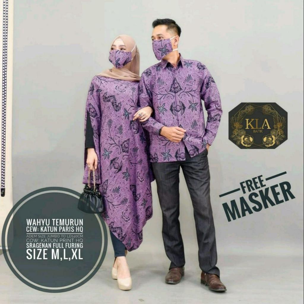 Baju Couple Batik Sarimbit Batik Terbaru Kemeja Couple Wahyu TUMURUN UNGU Batik Couple Terbaru