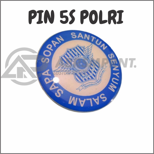 PIN 5S POLRI BAHAN AKRILIK