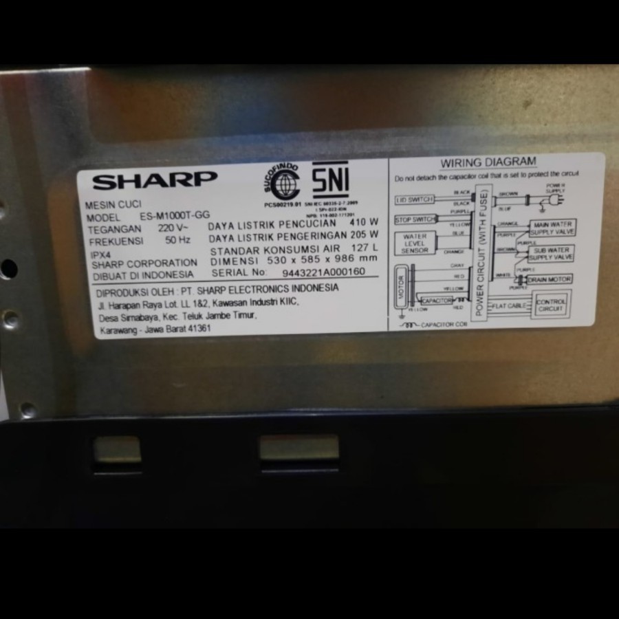 Top Loading SHARP ESM9000TGG / Mesin Cuci Sharp 9KG ESM 9000TGG