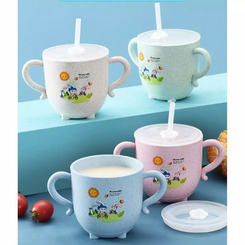 Mug gelas tumbler/Mug +sedotan/gelas Susu anak