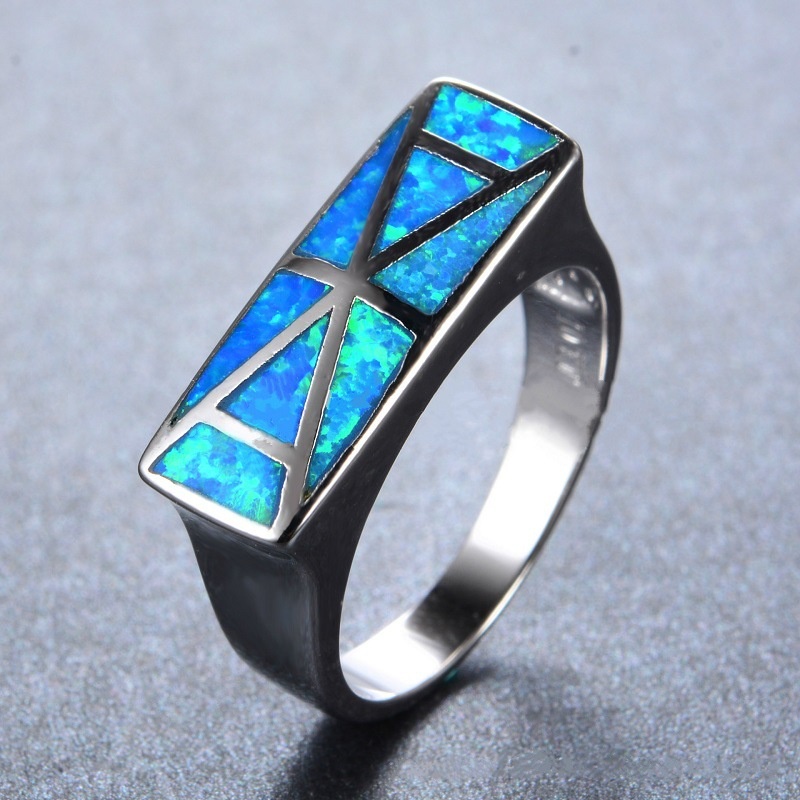 New blue double A opal fashion ladies zircon ring