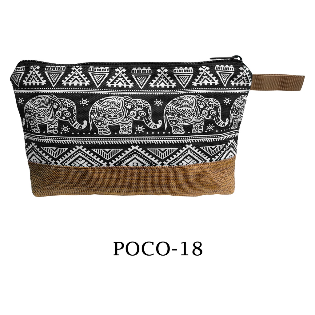 POUCH KANVAS KOMBINASI BAHAN TEBAL BISA UNTUK SOUVENIR 26x17 MOTIF POCO-18