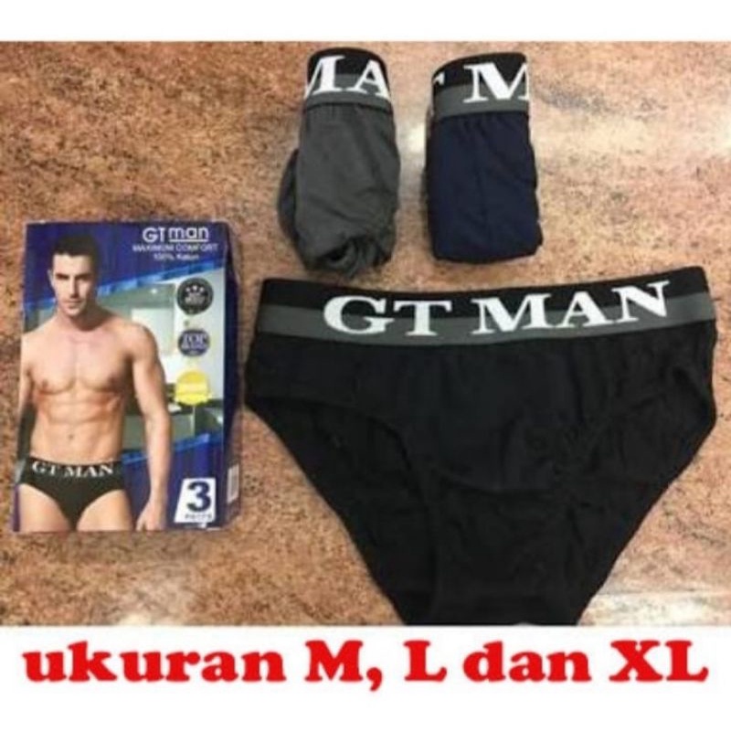 3Pcs Celana Dalam Pria Dewasa GT Man GTK 09 // M L XL