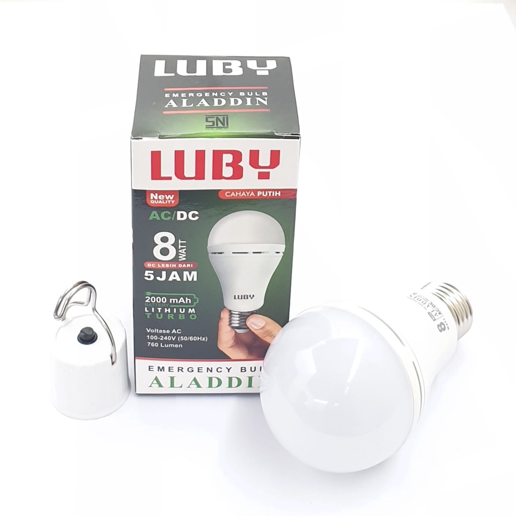 Luby NEW Aladdin 8w Ac/Dc Cahaya Putih / Lampu Led Bohlam Emergency Bulb / Lampu Ajaib Magic Lamp