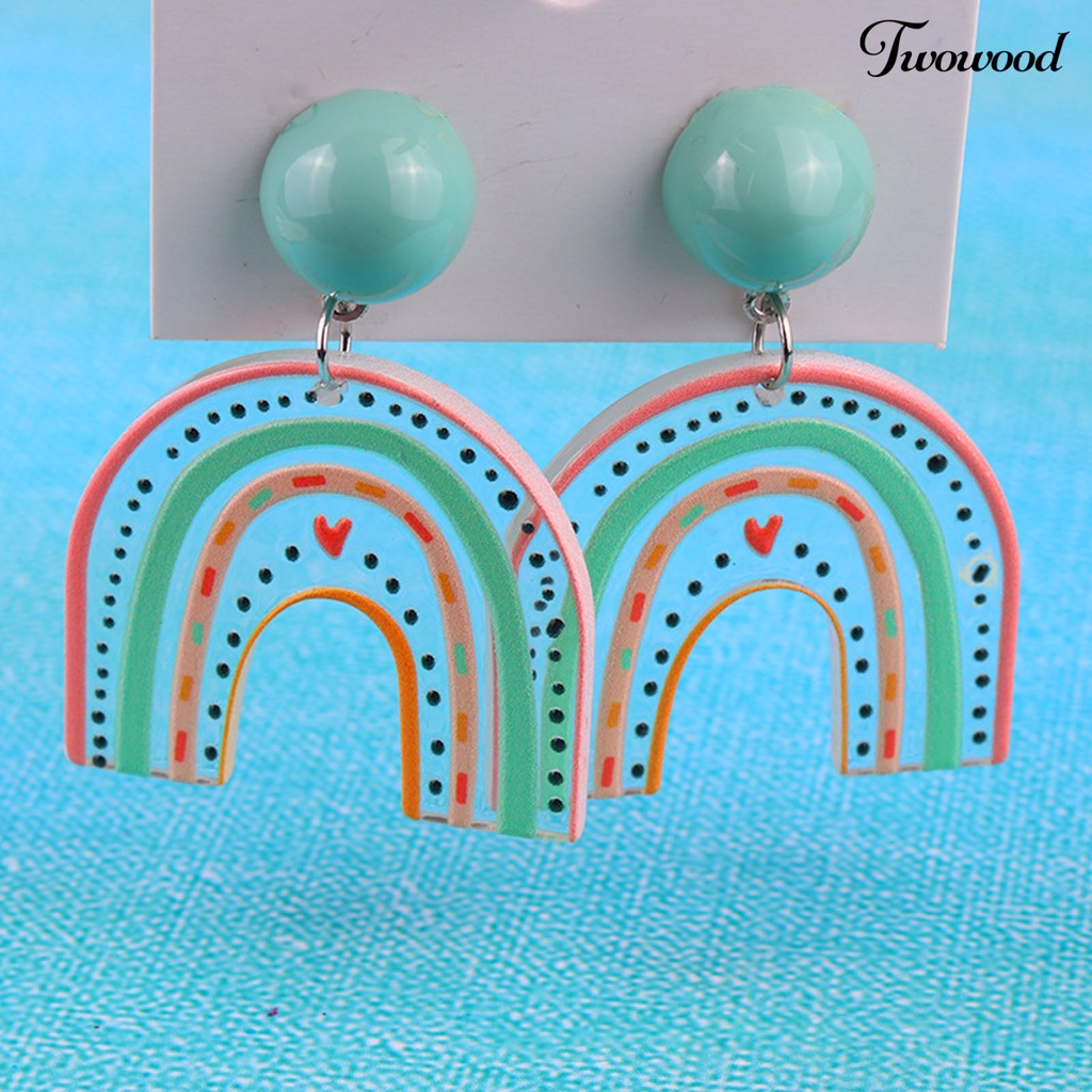 1 Pasang Anting Stud Desain Awan Pelangi Bahan Akrilik Anti Alergi Untuk Anak Perempuan