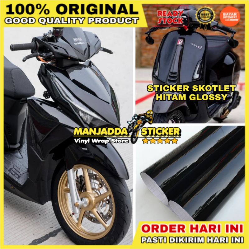 Stiker Skotlet Motor Hitam Gloss Kualitas Super Premium